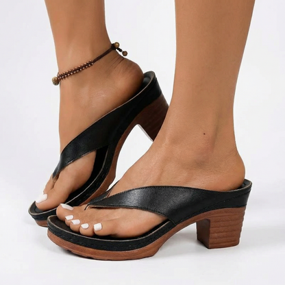 Stylish Block Heel Sandals - Vegan Leather Cross-Over Design with Non-Slip Sole 1