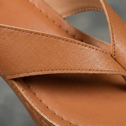 Stylish Block Heel Sandals - Vegan Leather Cross-Over Design with Non-Slip Sole 4