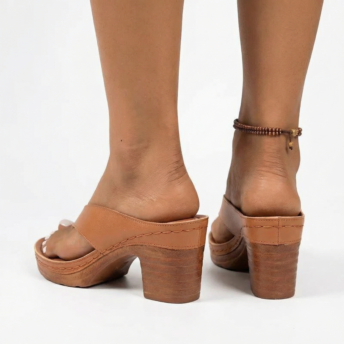 Stylish Block Heel Sandals - Vegan Leather Cross-Over Design with Non-Slip Sole 5