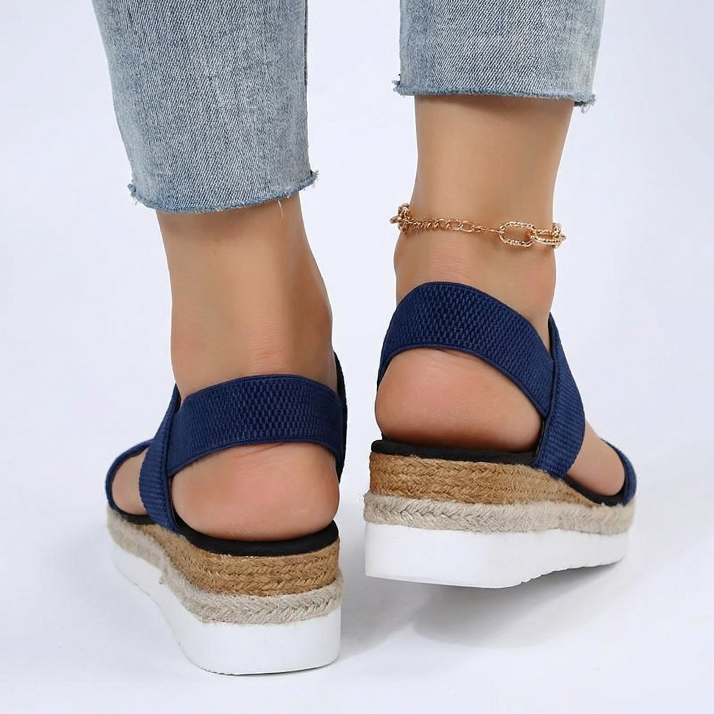 Stylish Espadrille Wedge Sandals with Adjustable Ankle Strap & Platform Sole 1