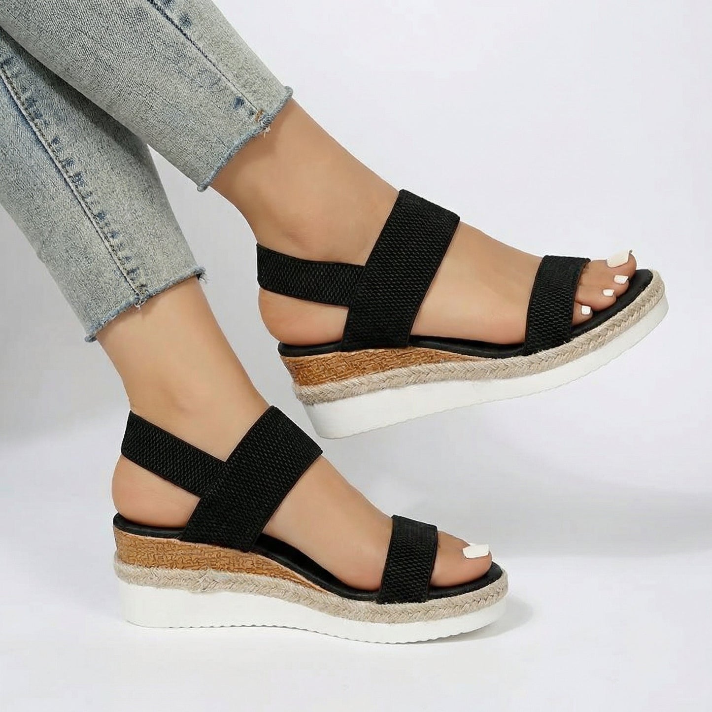 Stylish Espadrille Wedge Sandals with Adjustable Ankle Strap & Platform Sole 4