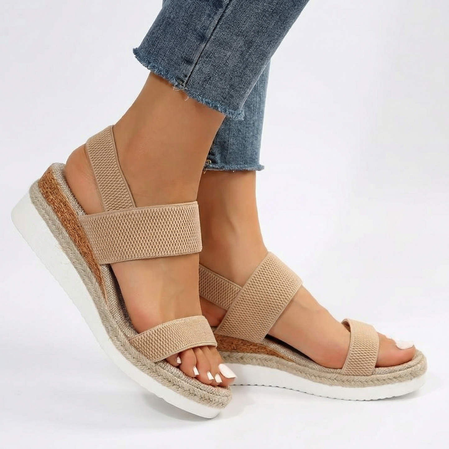 Stylish Espadrille Wedge Sandals with Adjustable Ankle Strap & Platform Sole 6