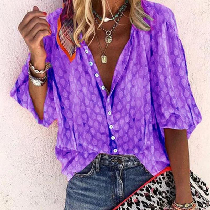 Trendy Summer Blouse - Lightweight Button-Up Top for Versatile Styling 1