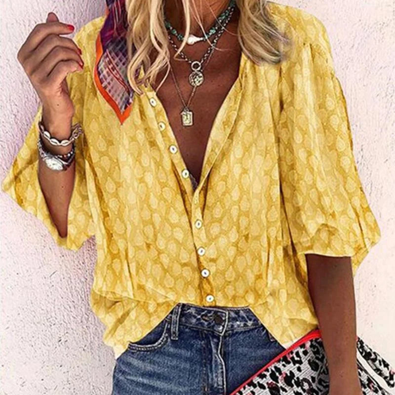 Trendy Summer Blouse - Lightweight Button-Up Top for Versatile Styling 2