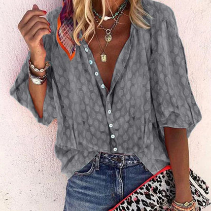 Trendy Summer Blouse - Lightweight Button-Up Top for Versatile Styling 3