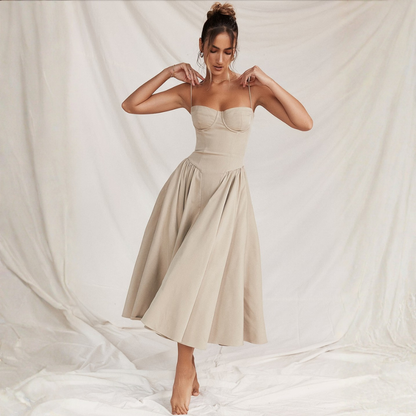 Sculpted Midi Dress Open Back