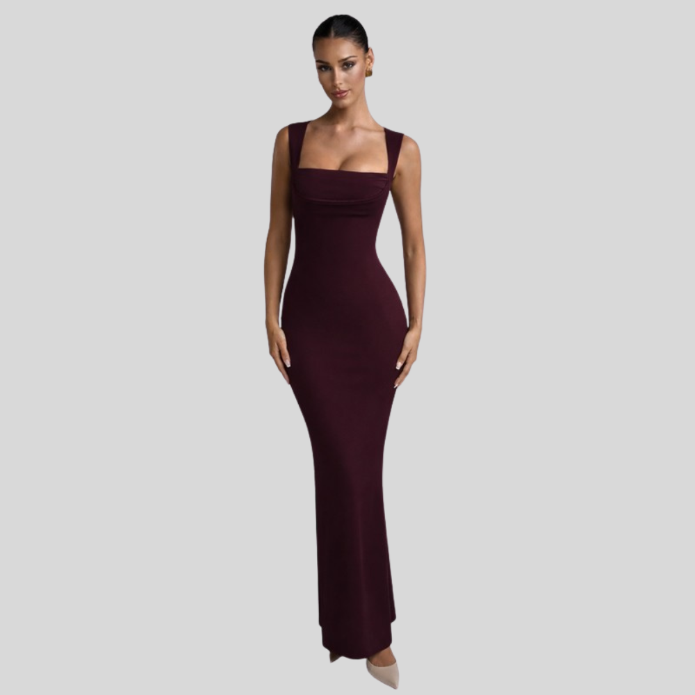 Sleek Square Neck Maxi Dress
