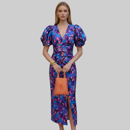 Chic Abstract Print Midi Dress