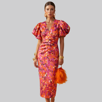 Chic Abstract Print Midi Dress