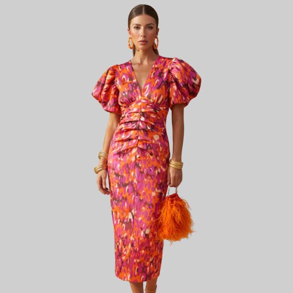 Chic Abstract Print Midi Dress