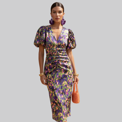 Chic Abstract Print Midi Dress