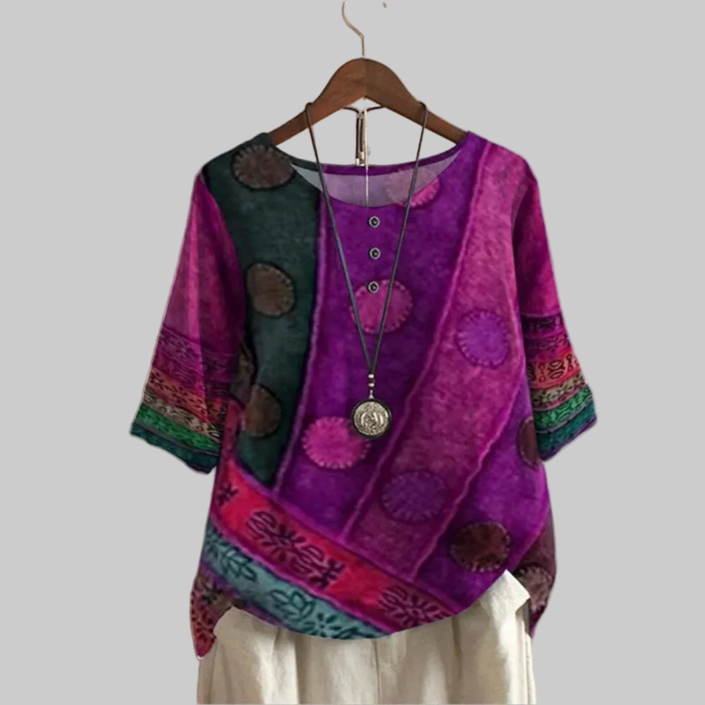 Valarie - Colorful Bohemian Patchwork Top, Lightweight & Travel Friendly 3