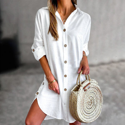 Versatile Button-Up Shirt Dress for Effortless Style and Comfort 0