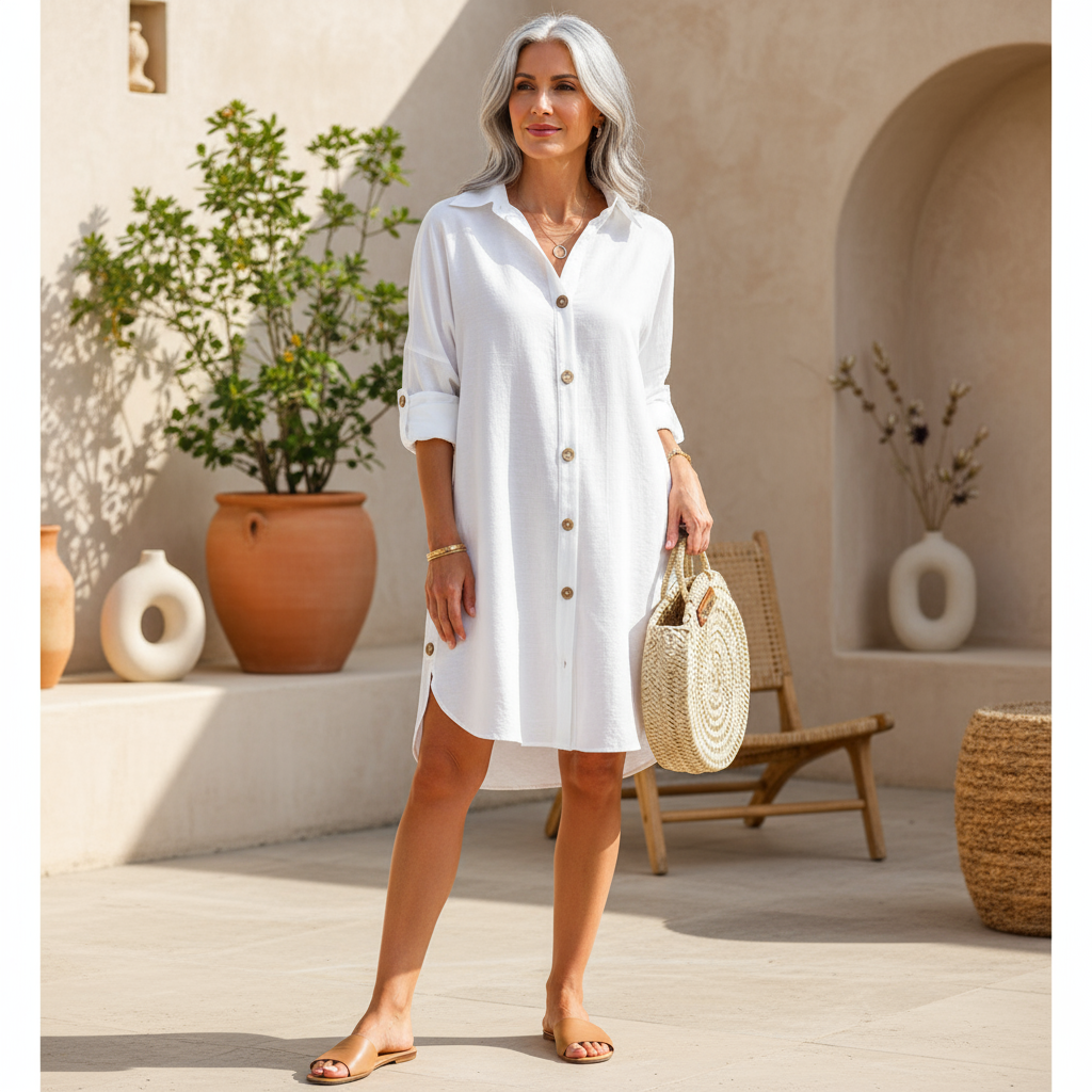 Versatile Button-Up Shirt Dress for Effortless Style and Comfort 1