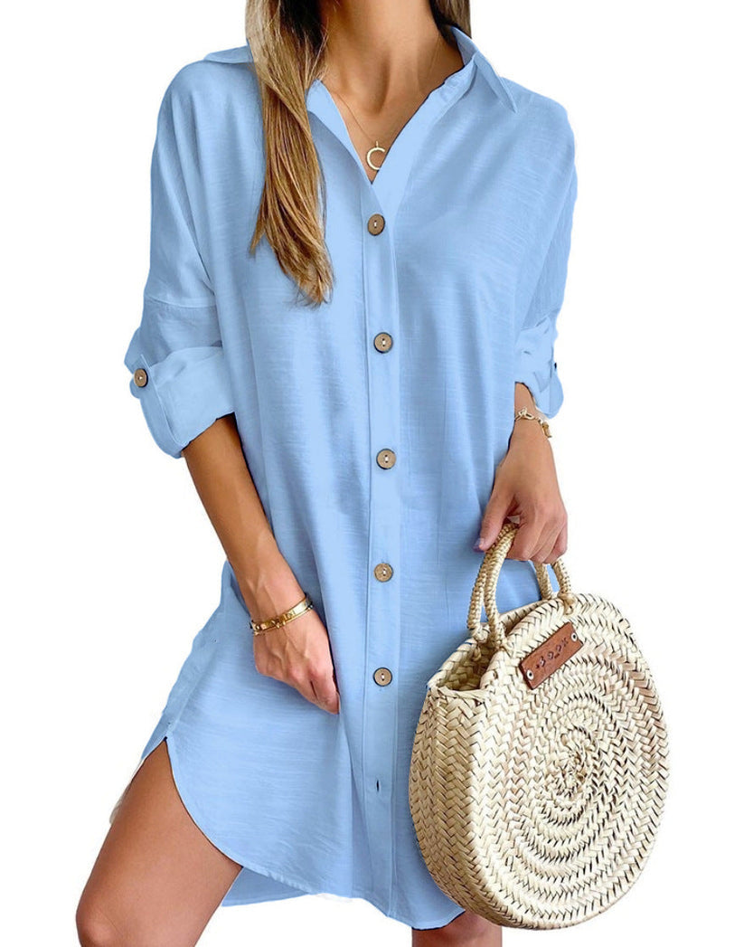 Versatile Button-Up Shirt Dress for Effortless Style and Comfort 7