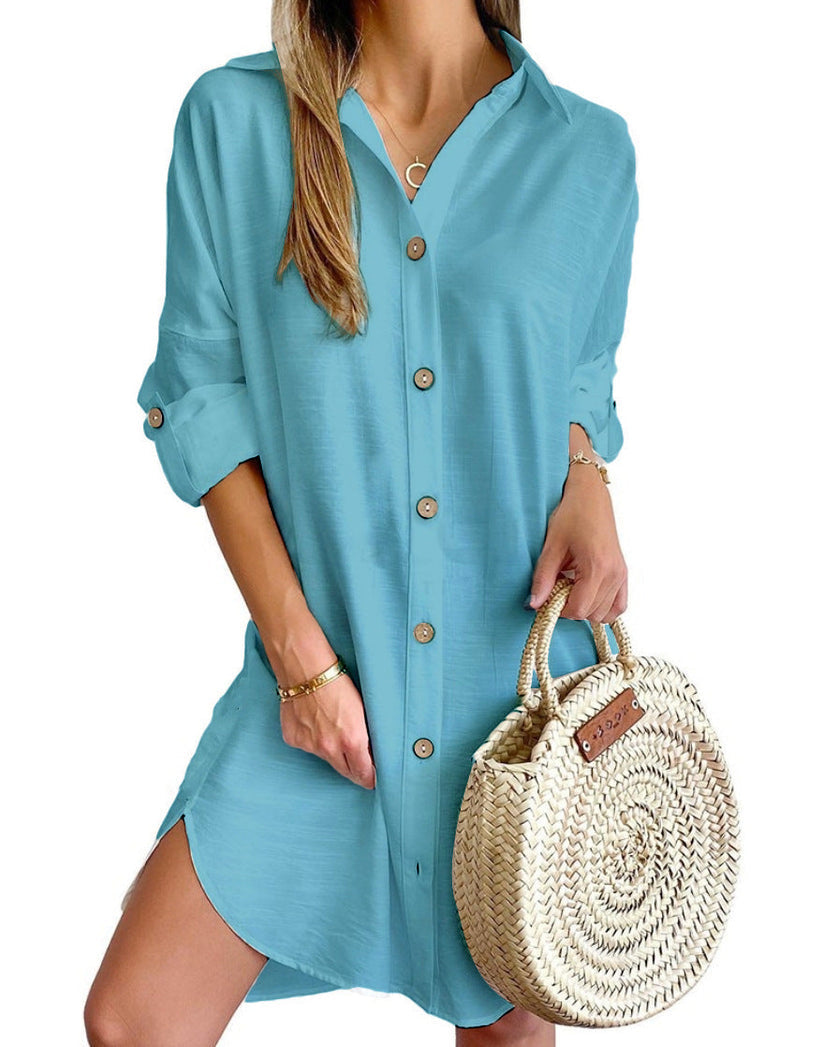 Versatile Button-Up Shirt Dress for Effortless Style and Comfort 8