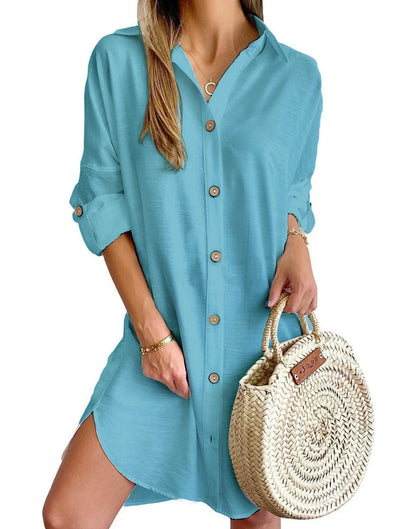Versatile Button-Up Shirt Dress for Effortless Style and Comfort 8