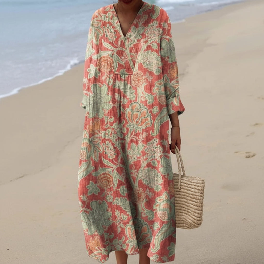 Vintage Floral Wrap Dress for Summer Weddings and Casual Outings 1