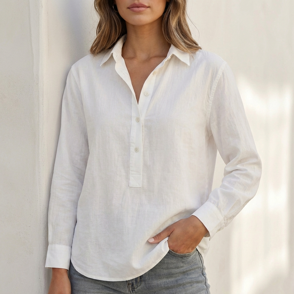 Relaxed V Neck Popover Shirt
