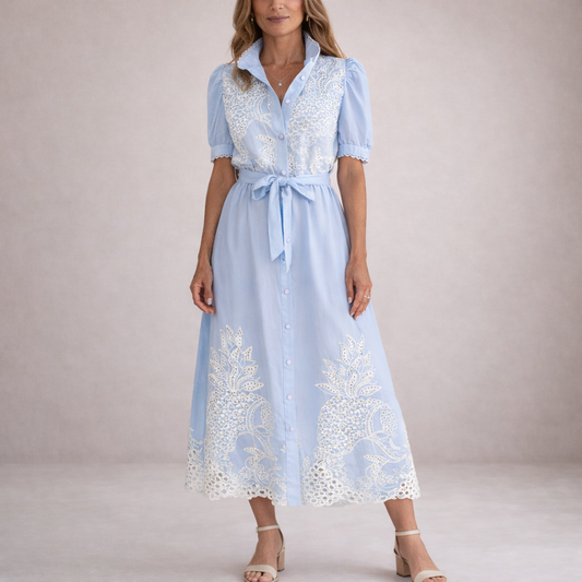 Graceful Lace Maxi Shirt Dress