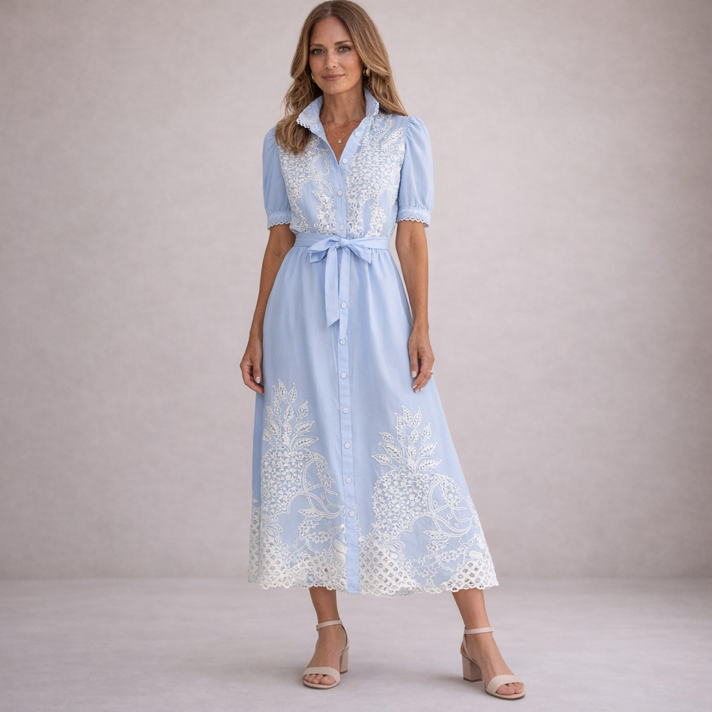 Graceful Lace Maxi Shirt Dress