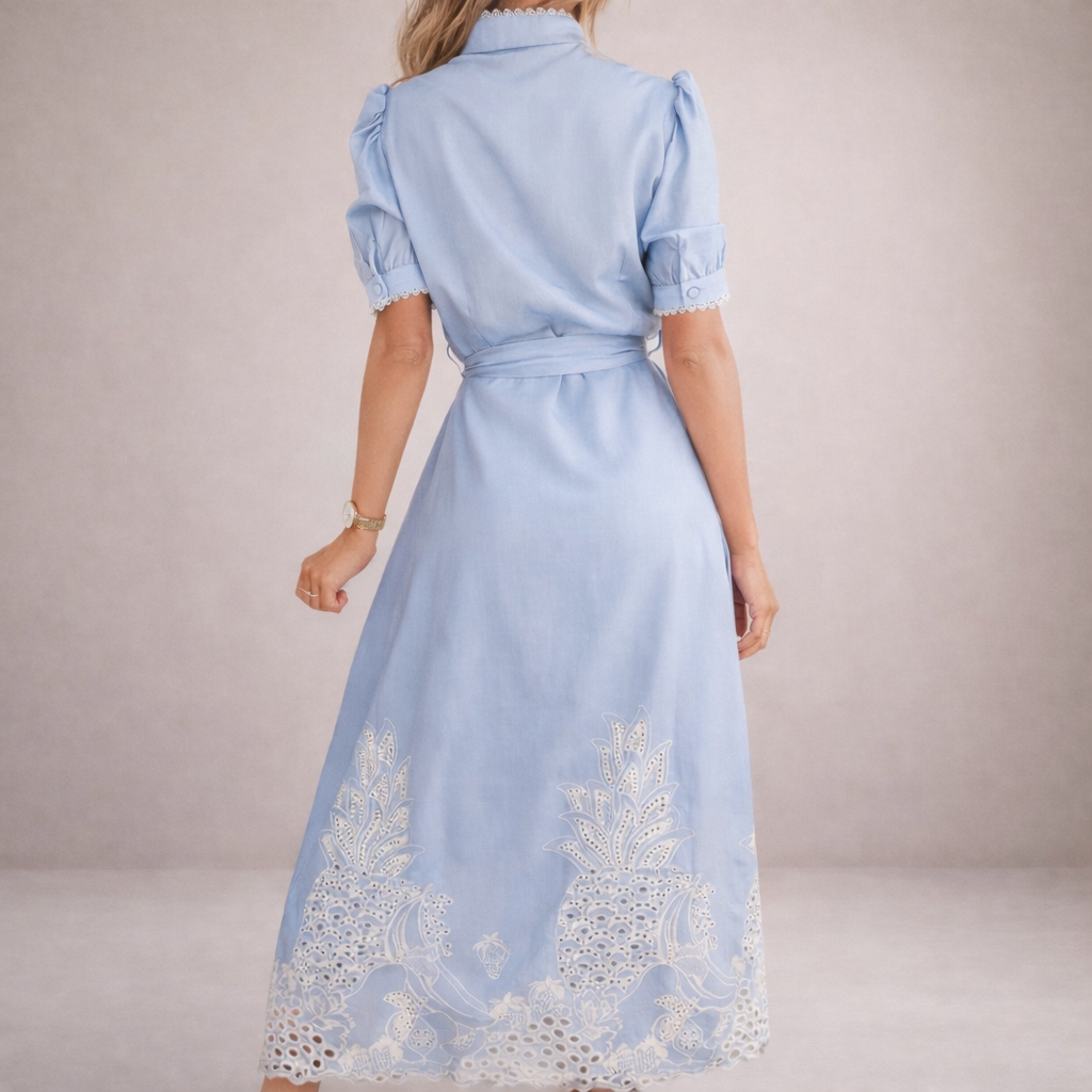 Graceful Lace Maxi Shirt Dress