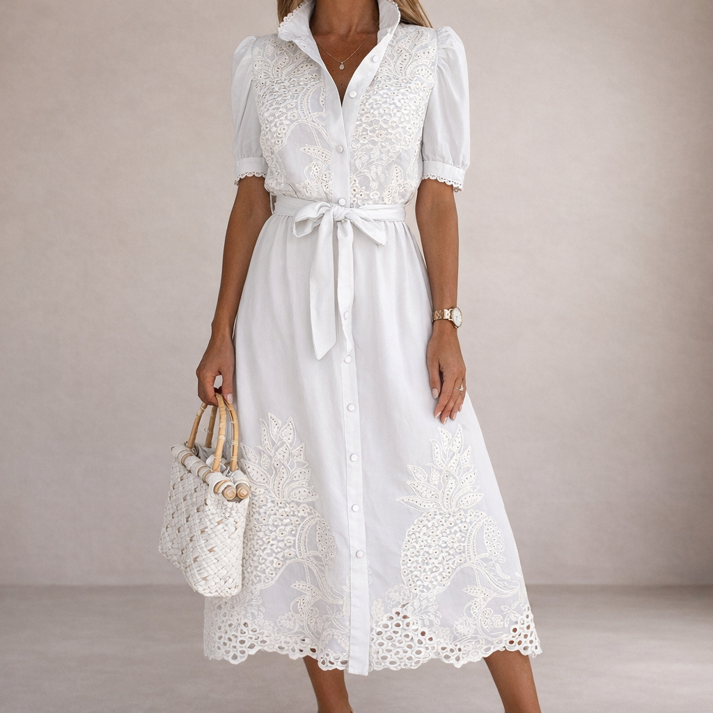 Graceful Lace Maxi Shirt Dress