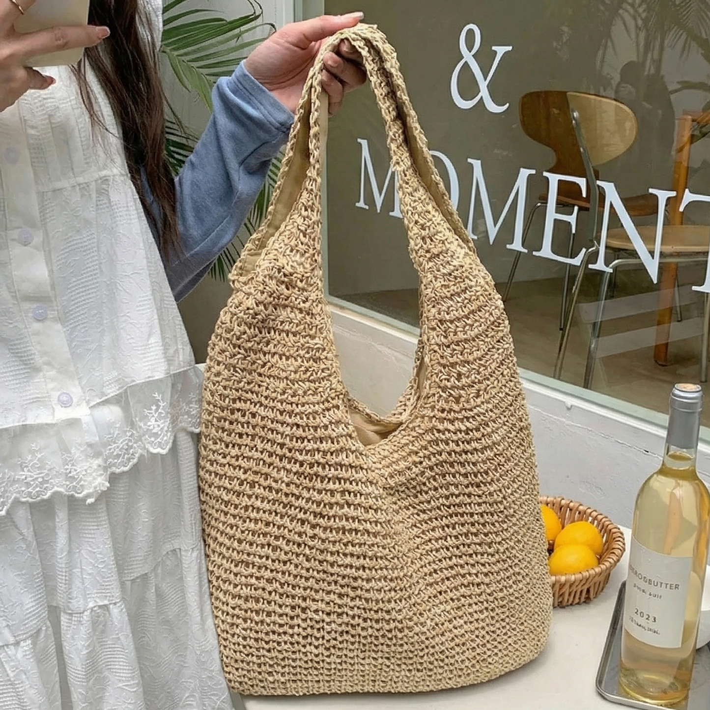 Sunny Straw Tote Bag