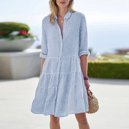 Striped Button Down Mini Dress