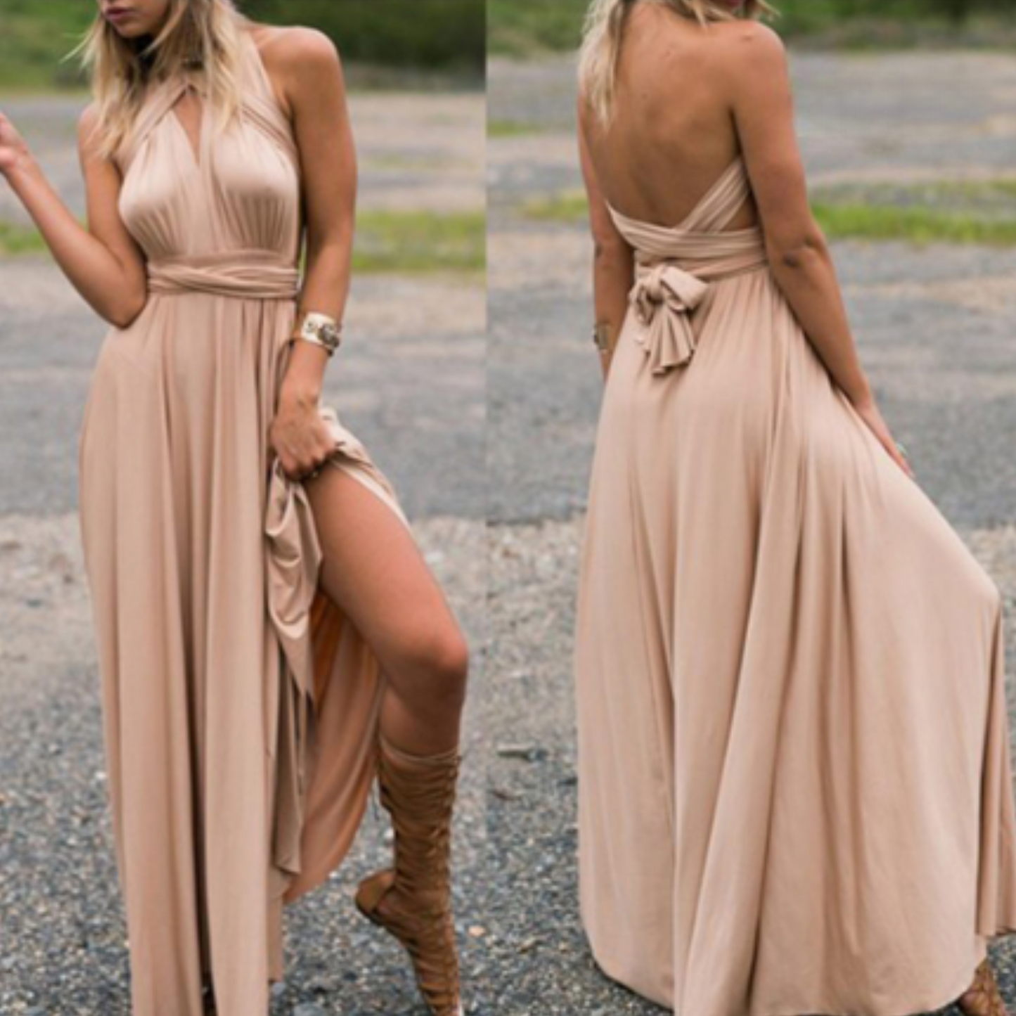 Airy Chiffon Wrap Maxi Dress