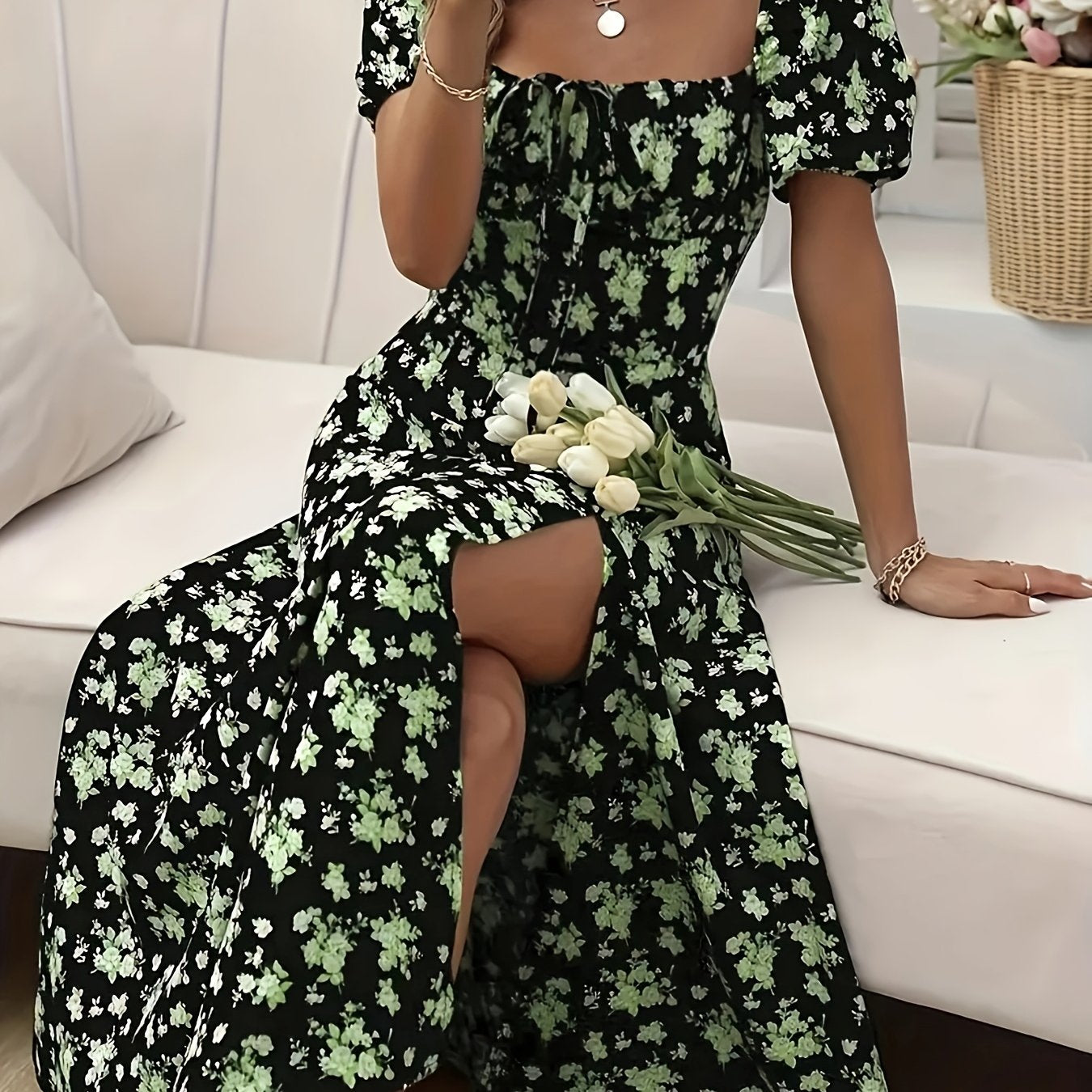 Floral Slit Midi Dress