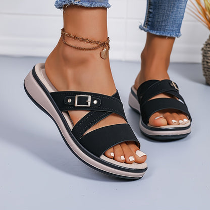 Cross Strap Comfort Slide Sandals