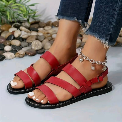 Flat Comfort Sandals with Classic Triple Strap Design