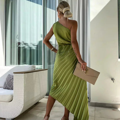Chic Pleated One Shoulder Dress