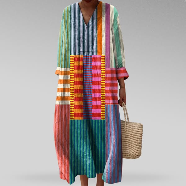 Vibrant Patchwork Maxi Dress