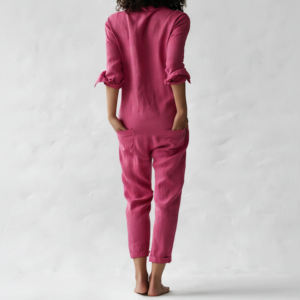 Buttoned Linen Jumpsuit