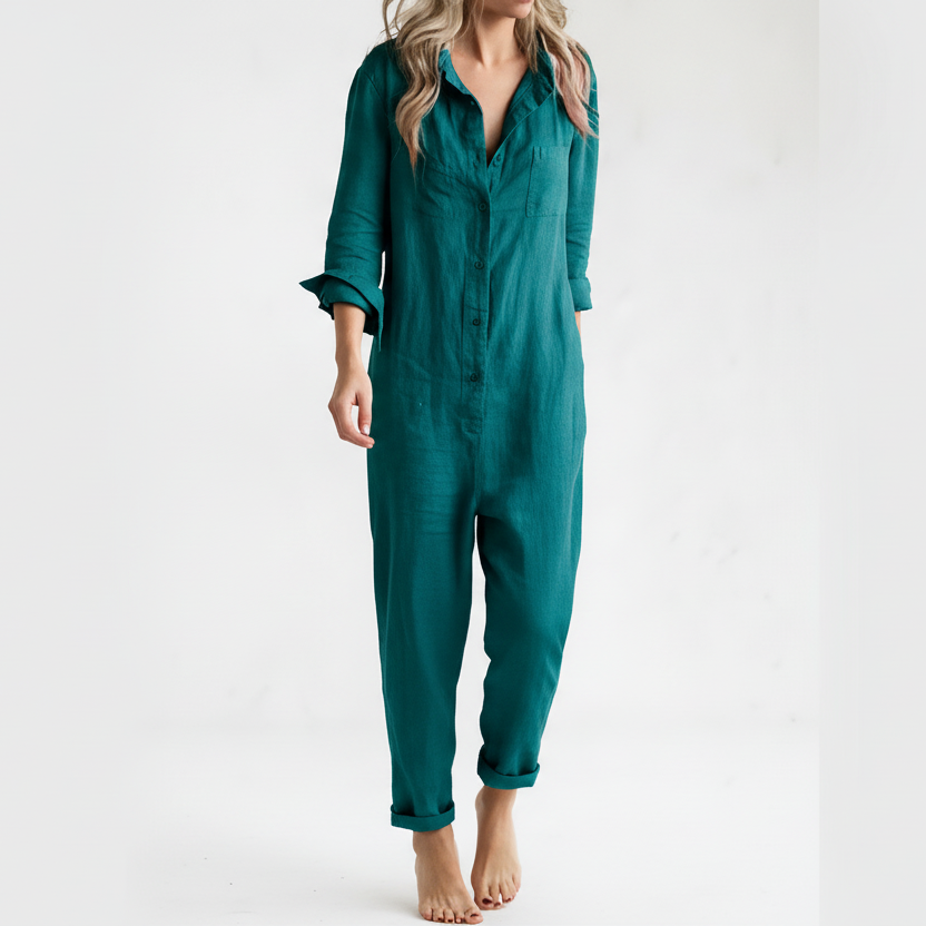Buttoned Linen Jumpsuit