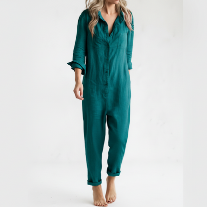 Buttoned Linen Jumpsuit