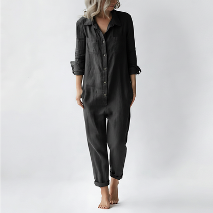 Buttoned Linen Jumpsuit