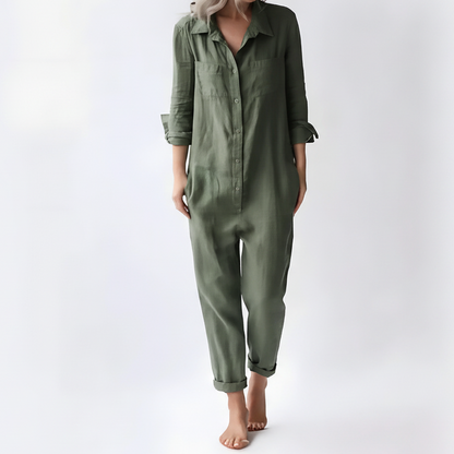 Buttoned Linen Jumpsuit