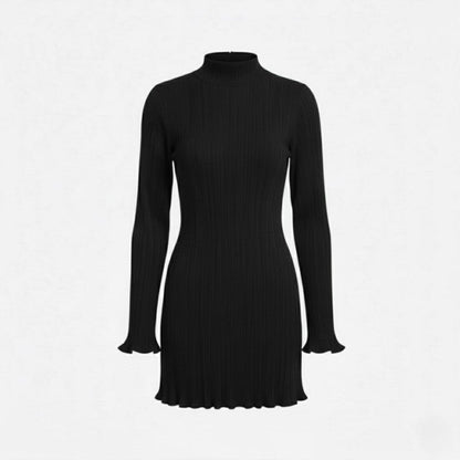 Ribbed Knit High Neck Dress