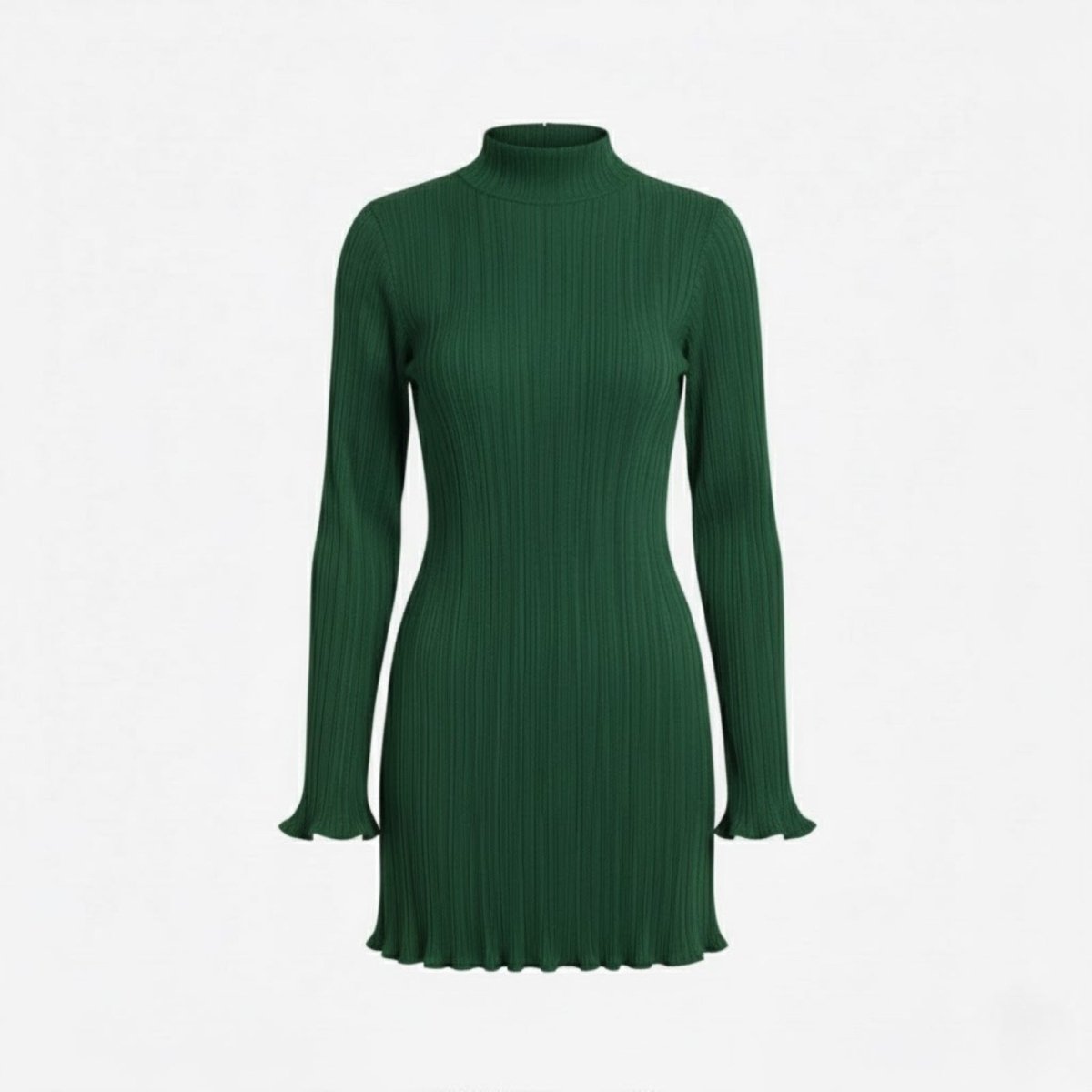 Ribbed Knit High Neck Dress