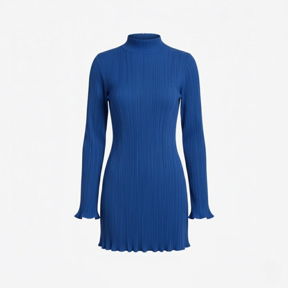 Ribbed Knit High Neck Dress