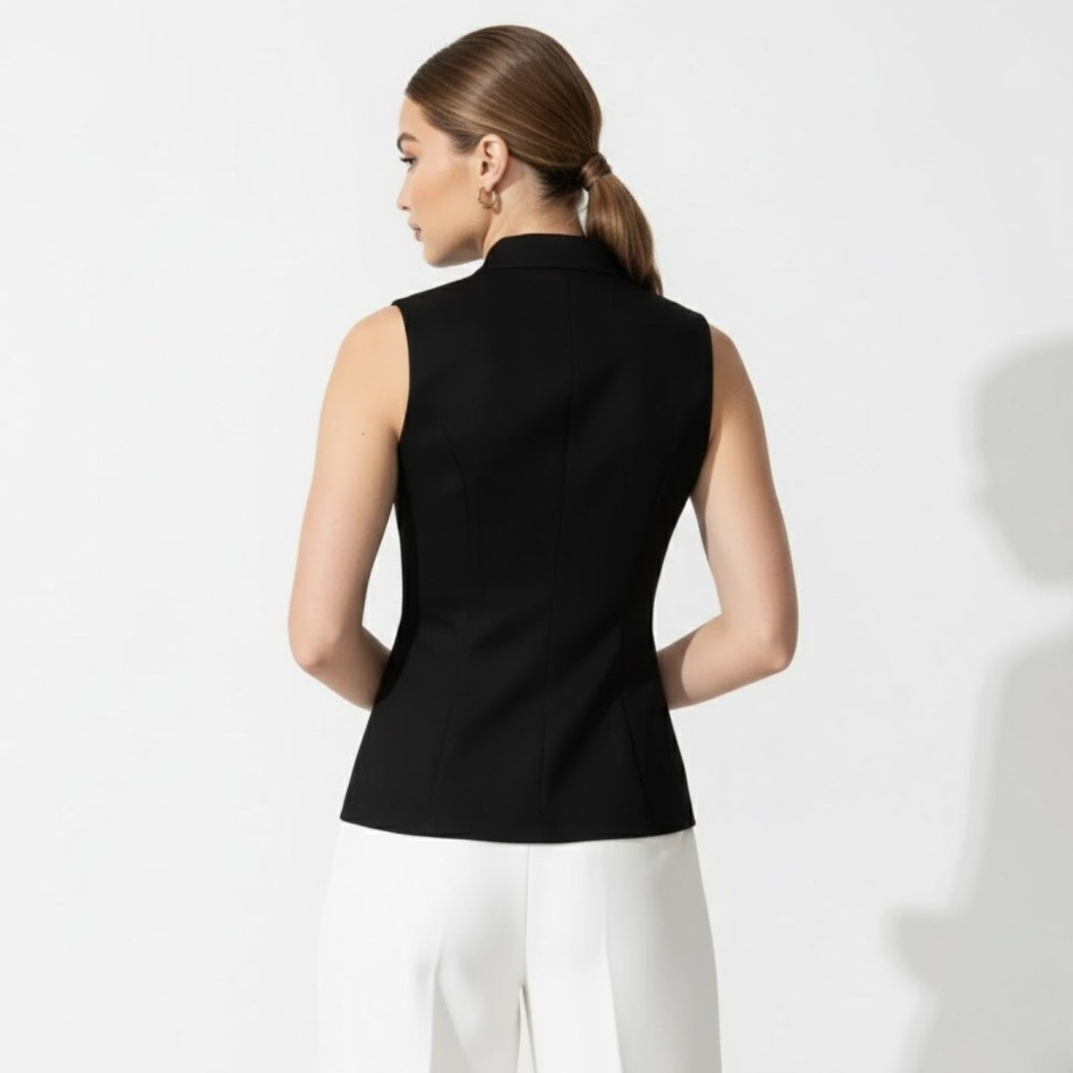 Sleek Vest Blazer Gold Button