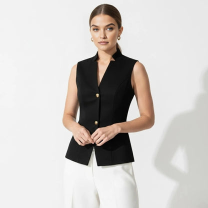 Sleek Vest Blazer Gold Button