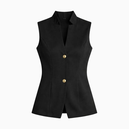 Sleek Vest Blazer Gold Button
