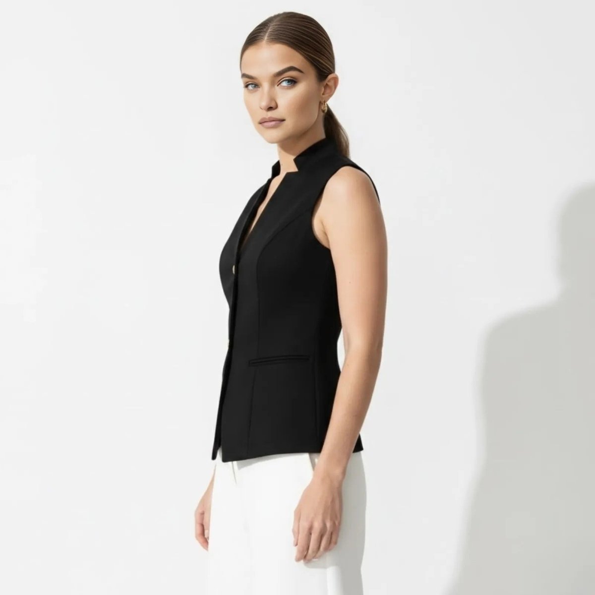 Sleek Vest Blazer Gold Button