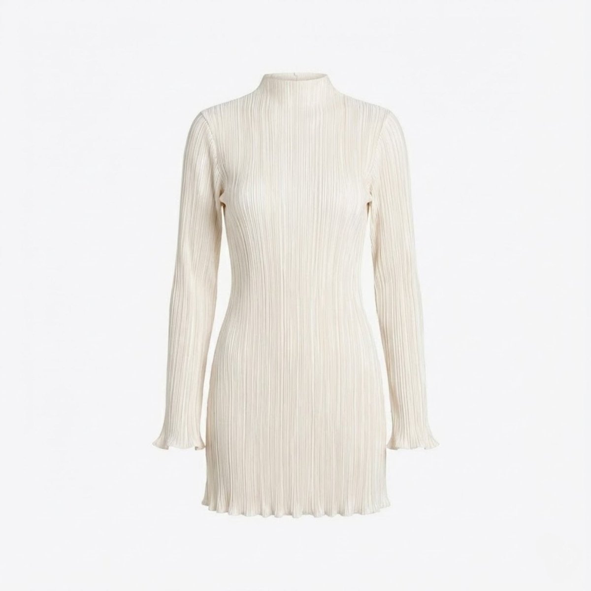 Ribbed Knit High Neck Dress