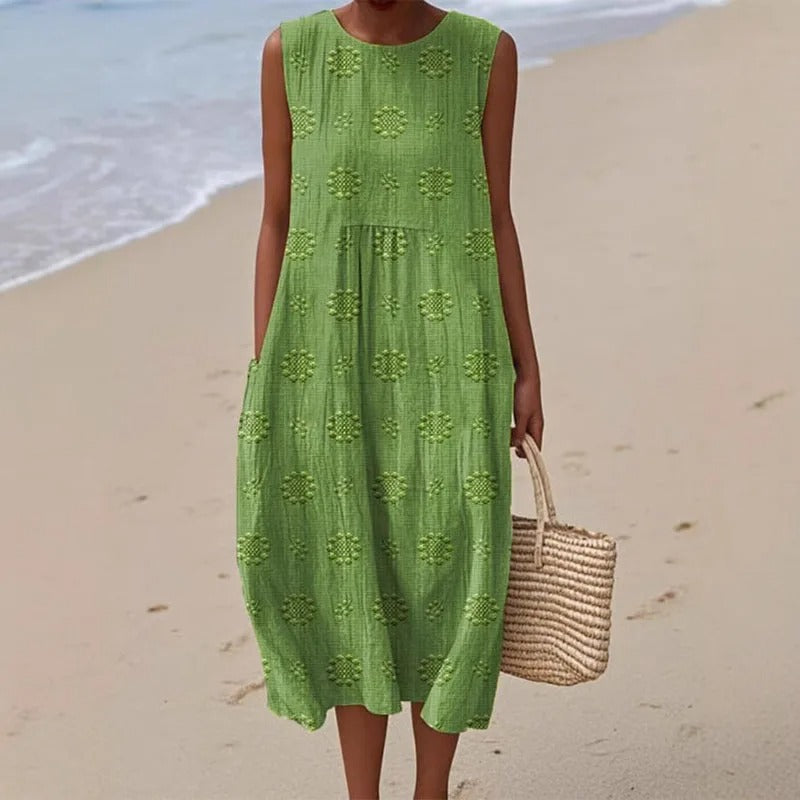 Graceful White Maxi Dress Textured