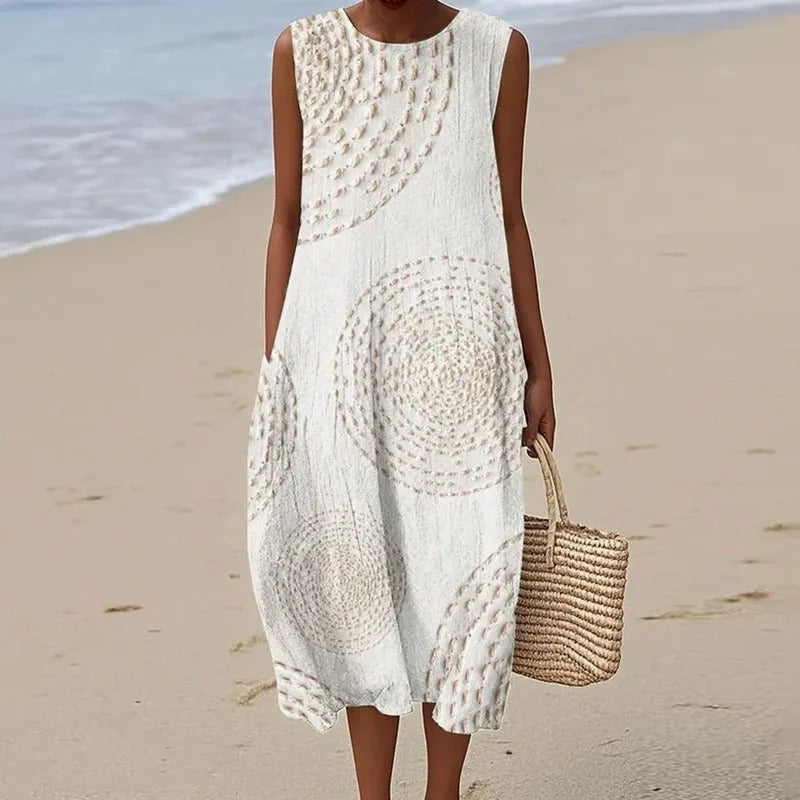 Graceful White Maxi Dress Textured